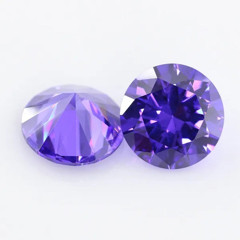 Violet-Blue Cubic Zirconia round Shape Brilliant Cut Loose CZ Stone Synthetic Gems for Jewelry