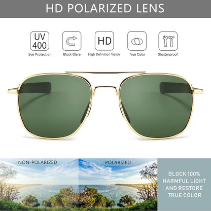 Men'S Military Style Polarized Pilot Aviator Sunglasses Bayonet Temples - WORLD TIME VISITS