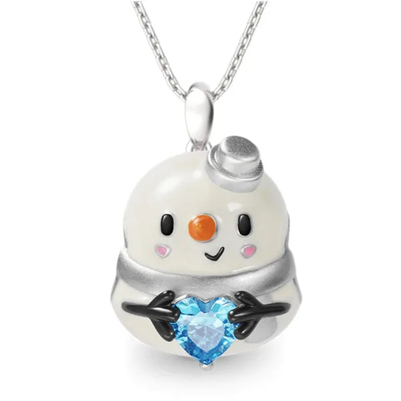 Creative Cartoon Axolotl Animal Heart Shape Diamond Crystal Pendant Necklace Exquisite Women's 925 Silver Necklace Princess Pendant Panda Snowman Necklace Engagement Wedding Accessories Party Jewelry Birthday Gift