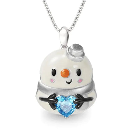 Creative Cartoon Axolotl Animal Heart Shape Diamond Crystal Pendant Necklace Exquisite Women's 925 Silver Necklace Princess Pendant Panda Snowman Necklace Engagement Wedding Accessories Party Jewelry Birthday Gift