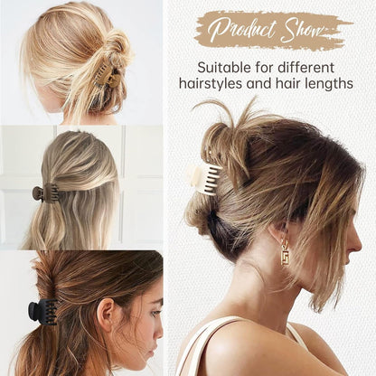 Double Row Teeth Hair Clips Small Claw Clips for Thin Hair 4 Pack 1.6" Medium Matte Non-Slip Short Hair Accessories for Women and Girls