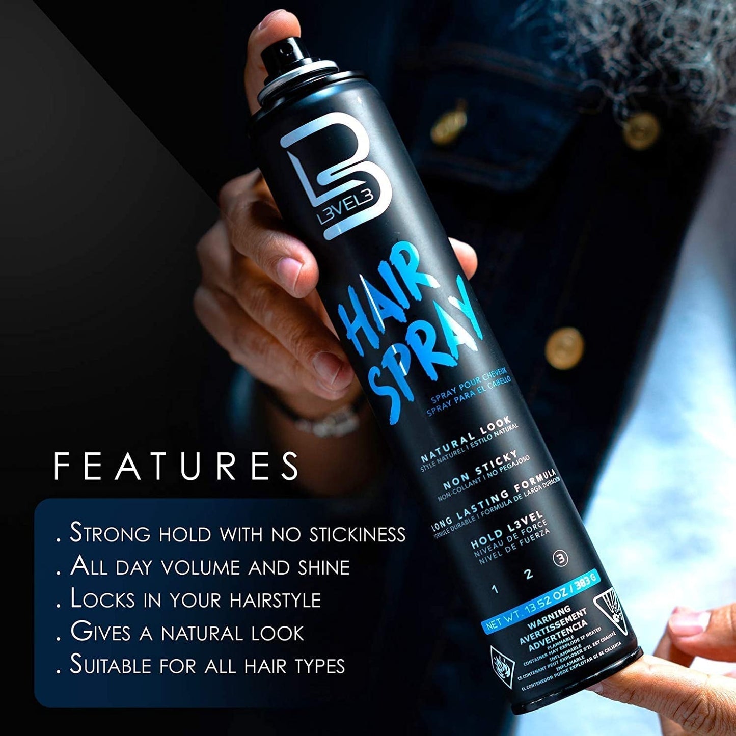 Level 3 Hair Spray - Long Lasting and Strong Hold Hair Spray - Great for Men and Women - Level Three - Suitable for All Hair Types
