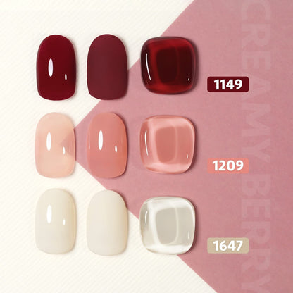 Gel Nail Polish Kit, 3 Colors 16Ml Jelly Pink off White Red, Sheer Soak off UV Gel Polish Set - Creamy Berry