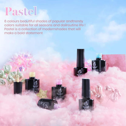 Beetles Pastel Gel Nail Polish Kit-6 Pcs Pastel Pink Nude Gel Polish Gel Polish Pastel Yellow Blue Gel Polish Soak off Uv Nail Lamp Purple Gel Polish Gifts for Women Manicure Kit