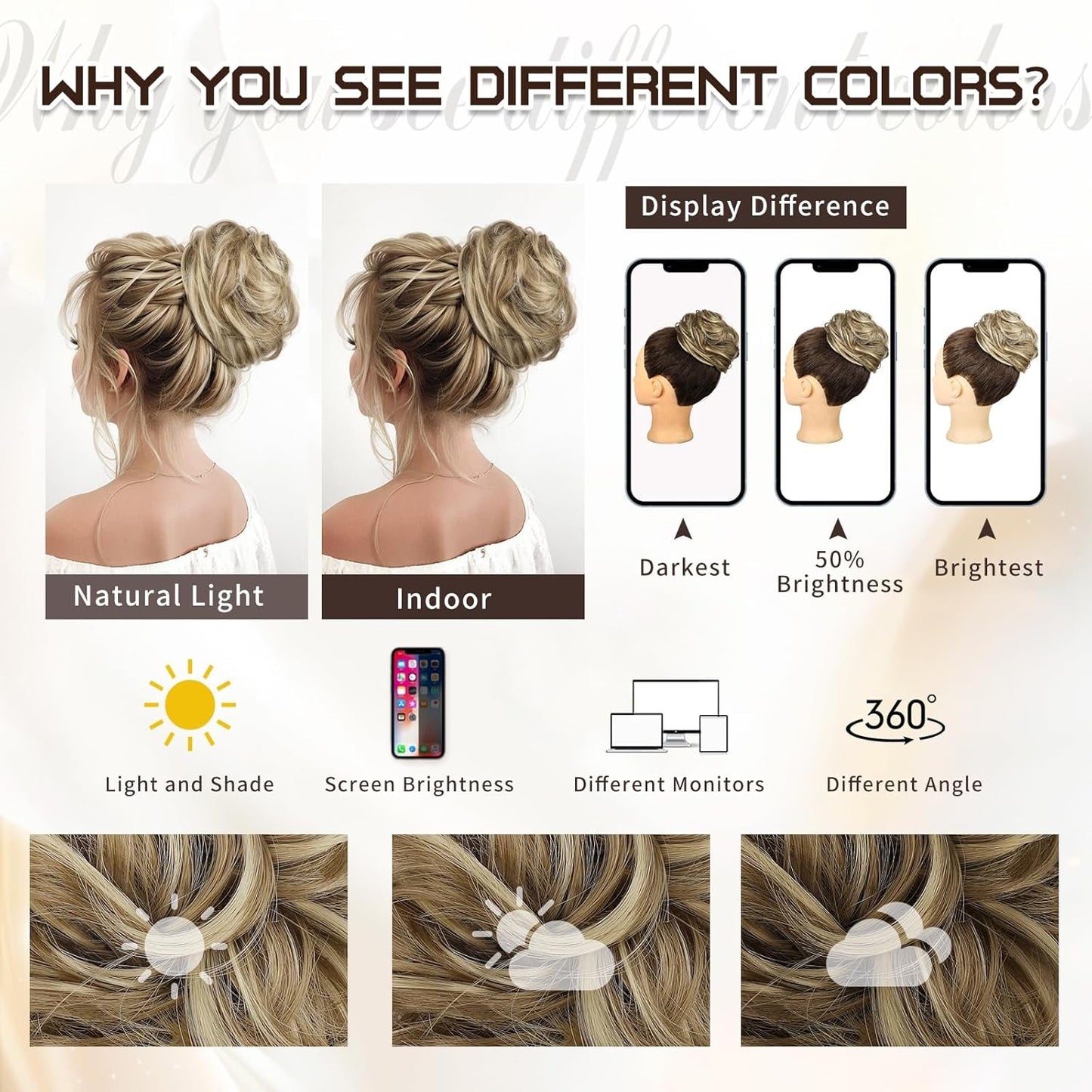 Messy Bun Hair Piece Wavy Curly Scrunchies for Women Hair Bun Hair Piece with Elastic Band Scrunchies Stretchy Fluffy Chignon Ponytail Hairpieces Updos for Women (18TH85)