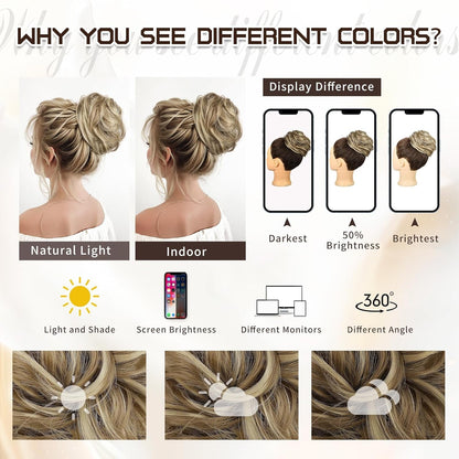Messy Bun Hair Piece Wavy Curly Scrunchies for Women Hair Bun Hair Piece with Elastic Band Scrunchies Stretchy Fluffy Chignon Ponytail Hairpieces Updos for Women (18TH85)