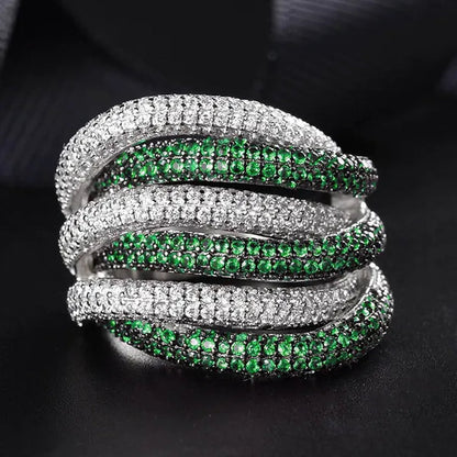 Luxury  Silver Natural Gemstones Emerald Twist Rings Birthstone Engagement Rings Wedding Anniversary Bride Women Ring Size 6 7 8 9 10 - WORLD TIME VISITS