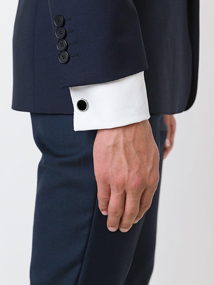 Onyx Cufflinks and Studs Set Formal Black Silver Groomsmen Groom Wedding Gift Cuff Links
