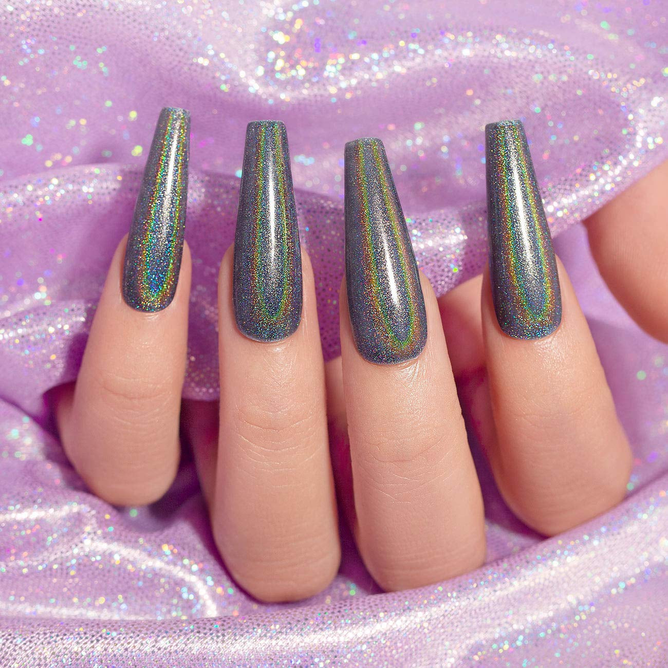 Holographic Gel Nail Polish Set 3PCS Green Blue Black Nail Polish Kit Non-Toxic Long Lasting Nail Gel Mermaid Glitter Gel Polish for Nail Art DIY Nail Set at Home