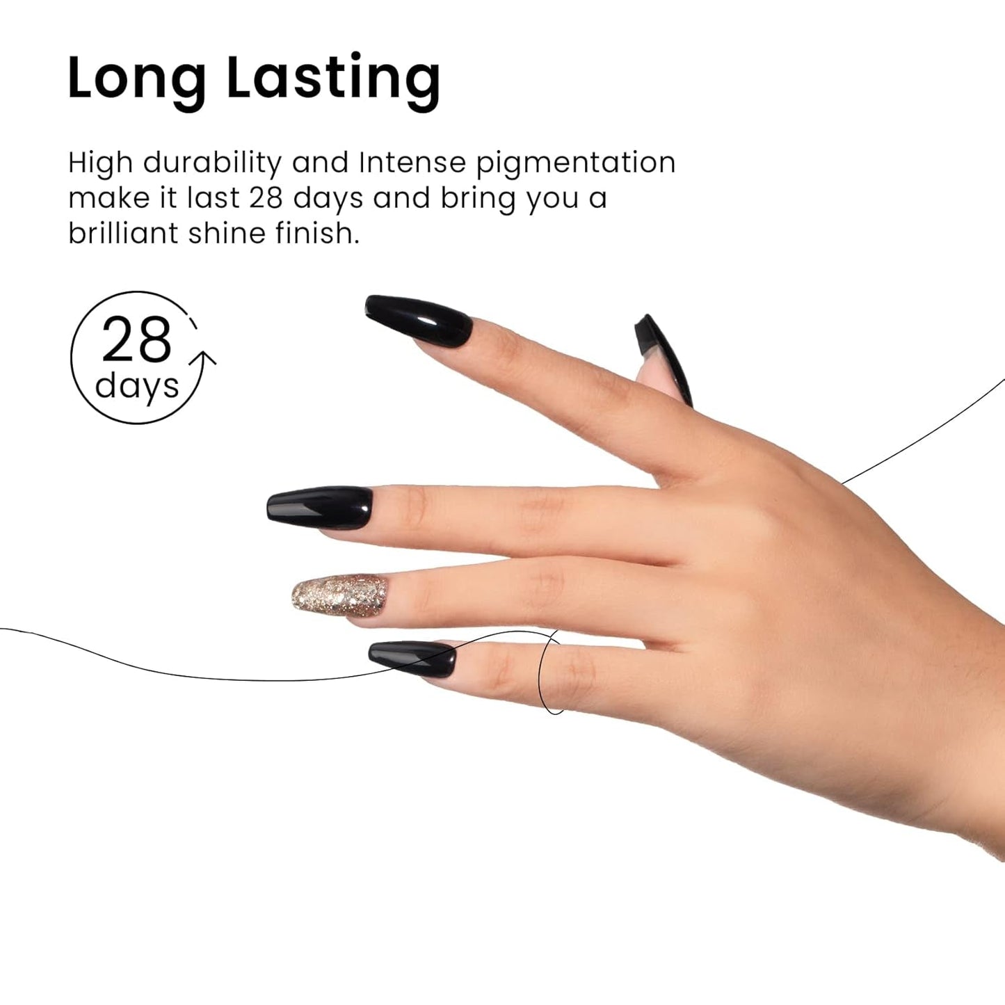 15ML Black Gel Nail Polish 1Pc Pure Black Nail Polish Soak off UV LED Nail Gel Polish Nail Art Starter Manicure Salon DIY at Home, 0.5 OZ