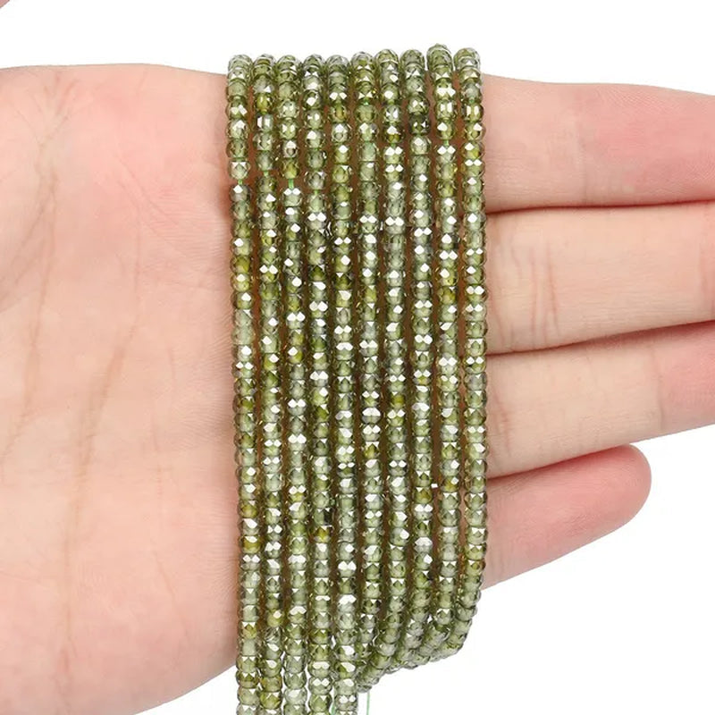 Multicolored 3X2Mm Shiny Faceted Natural Cubic Zirconia Stone Beads Abacus Tiny Beads Loose Spacer Beads for Jewelry Making DIY Slim Bracelet Women