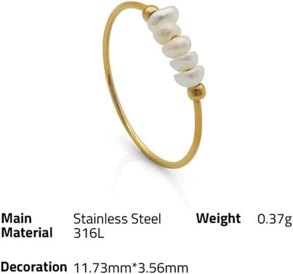 Dainty Minimalistic Freshwater Pearl Ring 316L Stainless Steel PVD Gold Plated