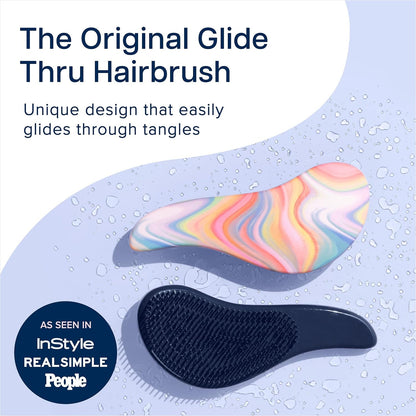 Glide Thru Detangling Brush for Adults and Kids - Detangler Hair Brush for Curly or Straight, Wet or Dry Hair - Gentle on Tangles Hairbrush and Comb - 7.5 X 3-Inch, Soft Hazy Swirl