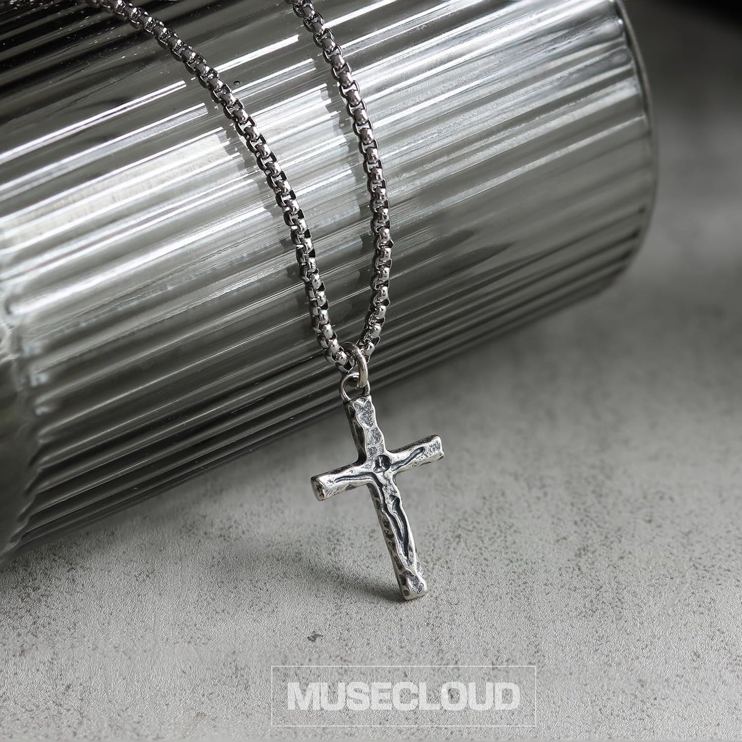 925 Sterling Silver Cross Crucifix Necklace Men - Sterling Silver Carved Jesus Cross Pendant with Stainless Steel Box Chain Catholic Necklaces Christian Jewelry for Mens Women 18-26 Inch - WORLD TIME VISITS