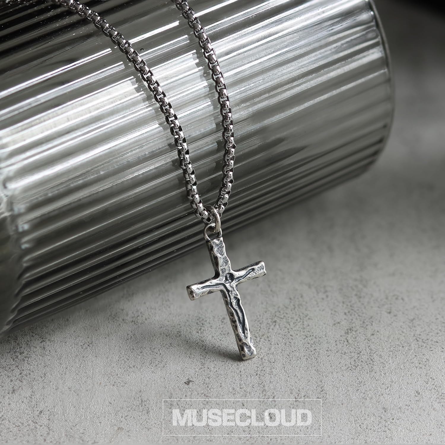 925 Sterling Silver Cross Crucifix Necklace Men - Sterling Silver Carved Jesus Cross Pendant with Stainless Steel Box Chain Catholic Necklaces Christian Jewelry for Mens Women 18-26 Inch - WORLD TIME VISITS