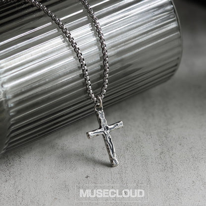 925 Sterling Silver Cross Crucifix Necklace Men - Sterling Silver Carved Jesus Cross Pendant with Stainless Steel Box Chain Catholic Necklaces Christian Jewelry for Mens Women 18-26 Inch - WORLD TIME VISITS