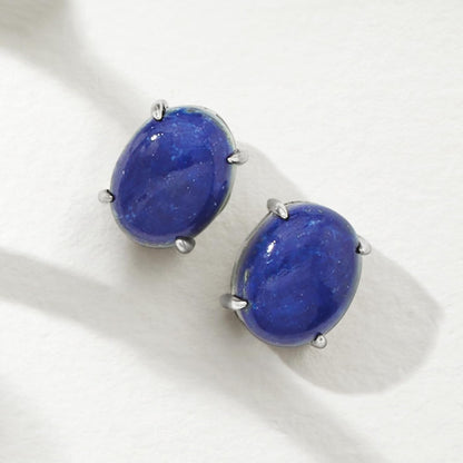 Lapis Stud Earrings in Sterling Silver