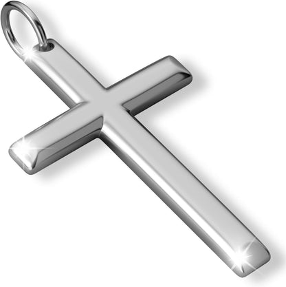 Cross Necklace for Men and Women – 316L Stainless Steel Minimalist Cross Pendant, Polished Silver/Gold/Black Tone, Small/Medium/Big Charm, Christian Faith Jewelry Gift