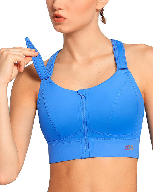 Zip Front Adjustable High Impact Sports Bras for Women Premium Quality Full Coverage Workout Running Removable Pads - WORLD TIME VISITS