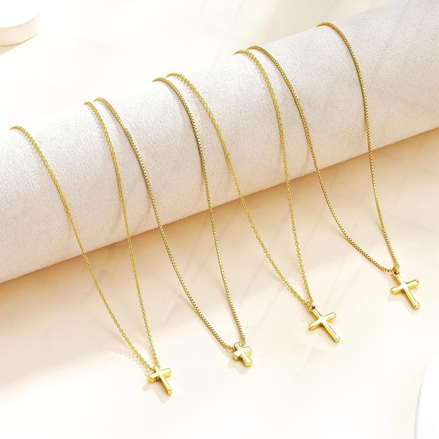 Cross Necklace for Women Trendy - Dainty 14K Gold Plated Cross Choker Pendant Necklaces Simple Tiny Cute Necklace Christian Baptism Religious Faith Jewelry Gift for Women