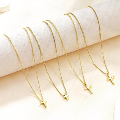 Cross Necklace for Women Trendy - Dainty 14K Gold Plated Cross Choker Pendant Necklaces Simple Tiny Cute Necklace Christian Baptism Religious Faith Jewelry Gift for Women