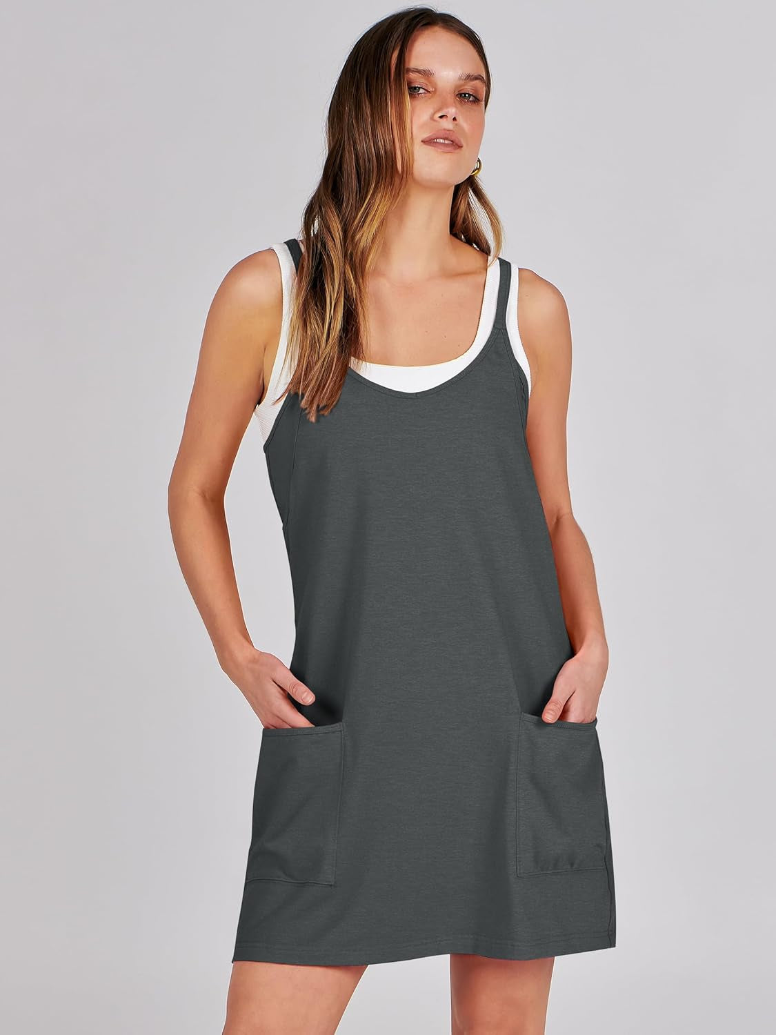 Women Summer Mini Romper Dress Workout Tennis Active Sports Athletic Outfits Built in Shorts Trendy Vacation