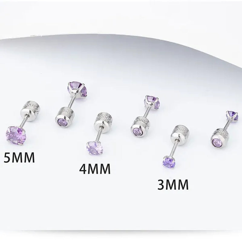 2Pc/Pair New Fashion Crystal Zircon Stainless Steel Stud Earrings Elegant Jewelry for Women