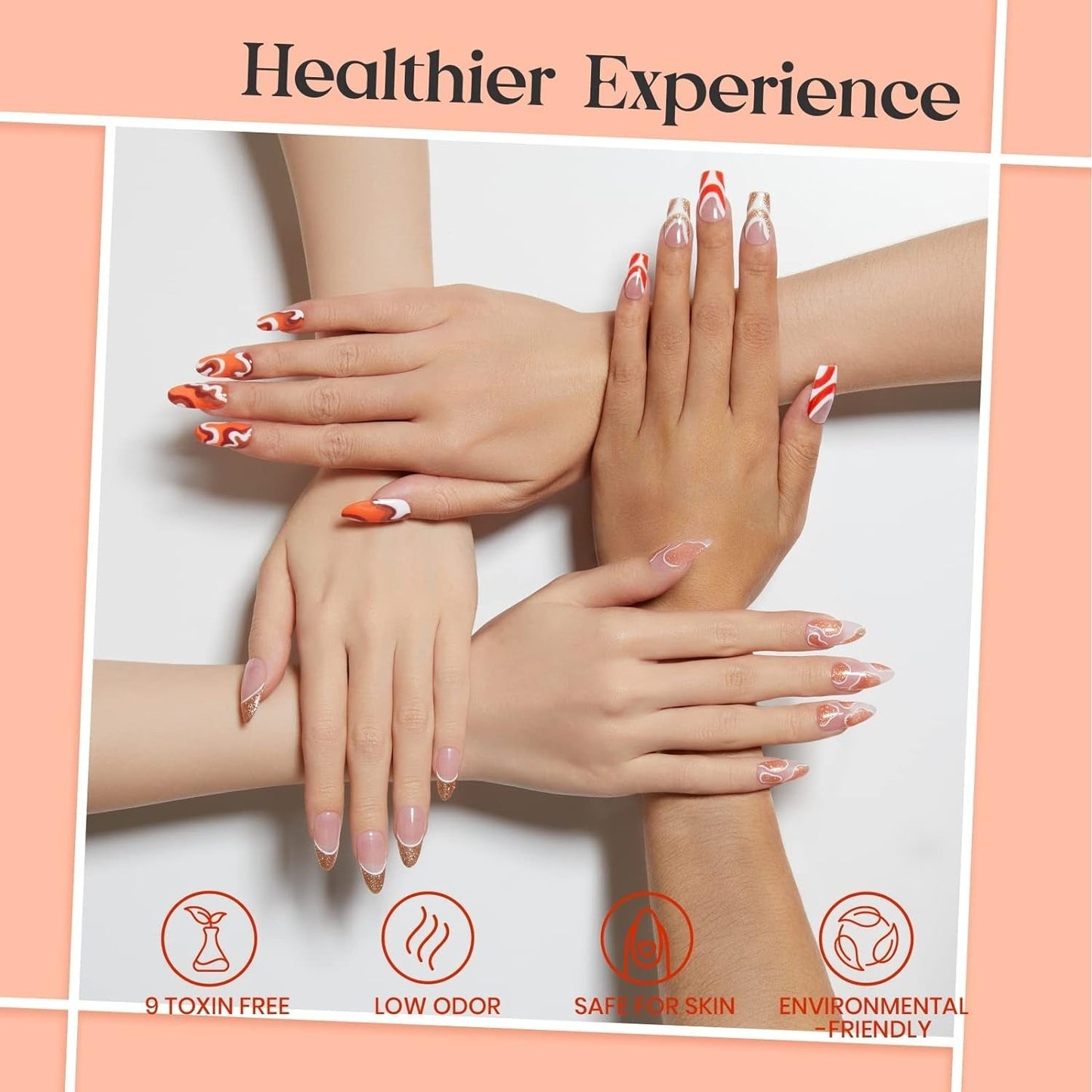 Nail Set 6 Colors Golden Empire Orange Yellow Brown Gel Polish Set Soak off Uv LED Lamp Trendy Manicure Gel Nail Polish Kit for Girls Women