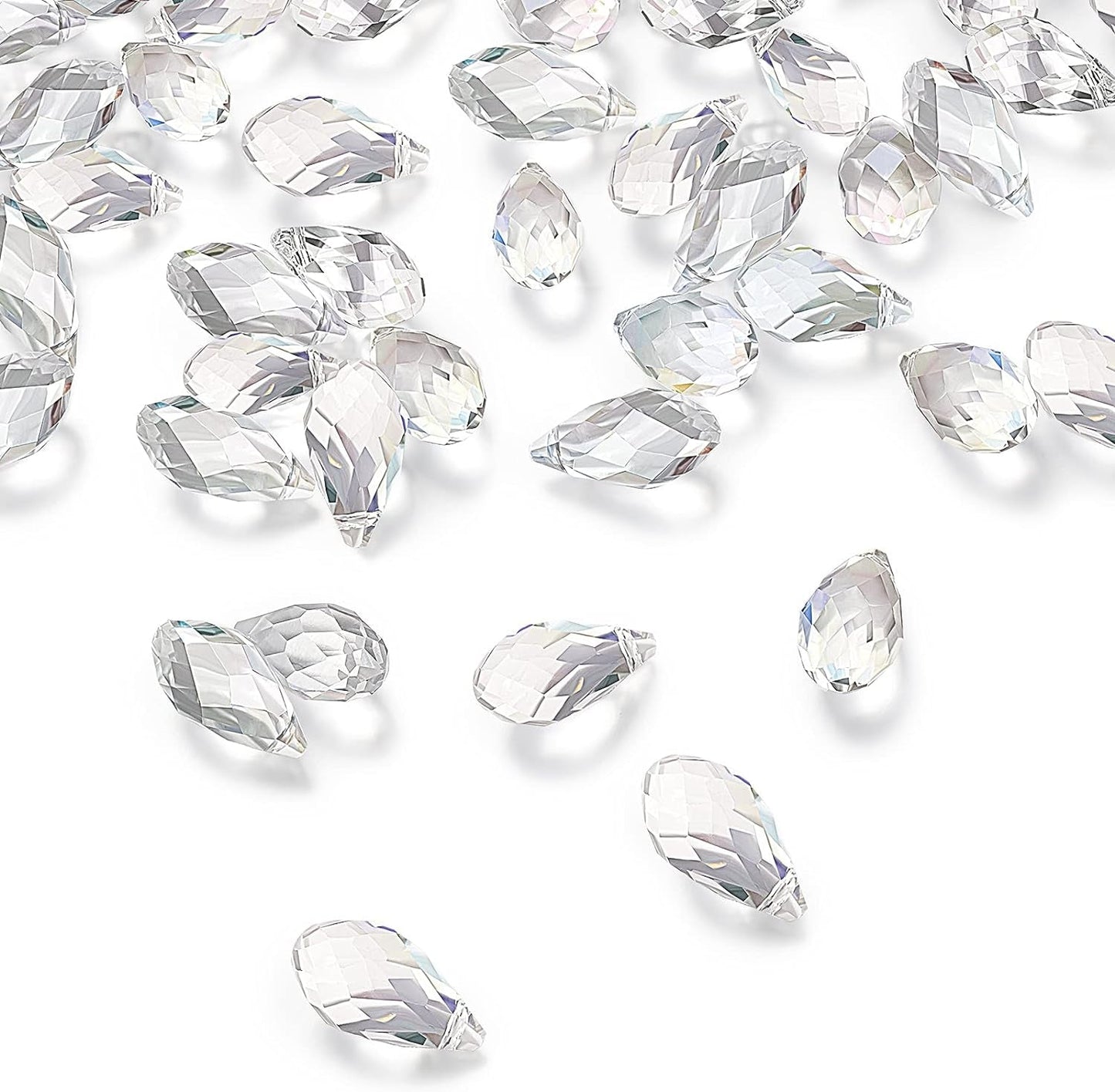 200 Pieces Teardrop Chandelier Crystal Pendants 6 X 12 Mm Crystal Beads for Chandelier Jewelry Making DIY Project Earring Necklaces Bracelets (Clear)