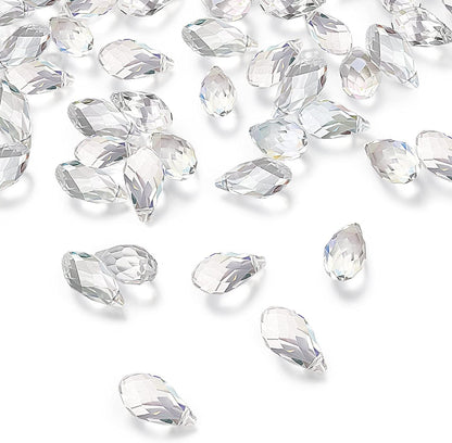 200 Pieces Teardrop Chandelier Crystal Pendants 6 X 12 Mm Crystal Beads for Chandelier Jewelry Making DIY Project Earring Necklaces Bracelets (Clear)
