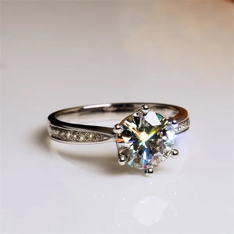 2016 Brand Female Fashion Ring 1Ct Cz Diamond Ring 925 Sterling Silver Ring Engagement Wedding Band Ring for Women Finger Ring RW1219