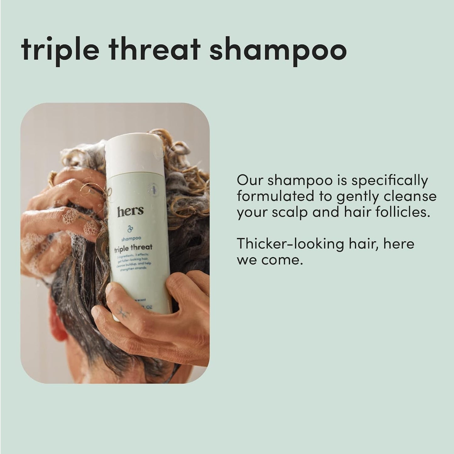 Hers Triple Threat Shampoo and Conditioner Set for Women - Thickening, Moisturizing, Reduces Shedding - Color Safe Hair Loss Shampoo and Conditioner - Napa Rose - 2 X 6.4 Fl Oz