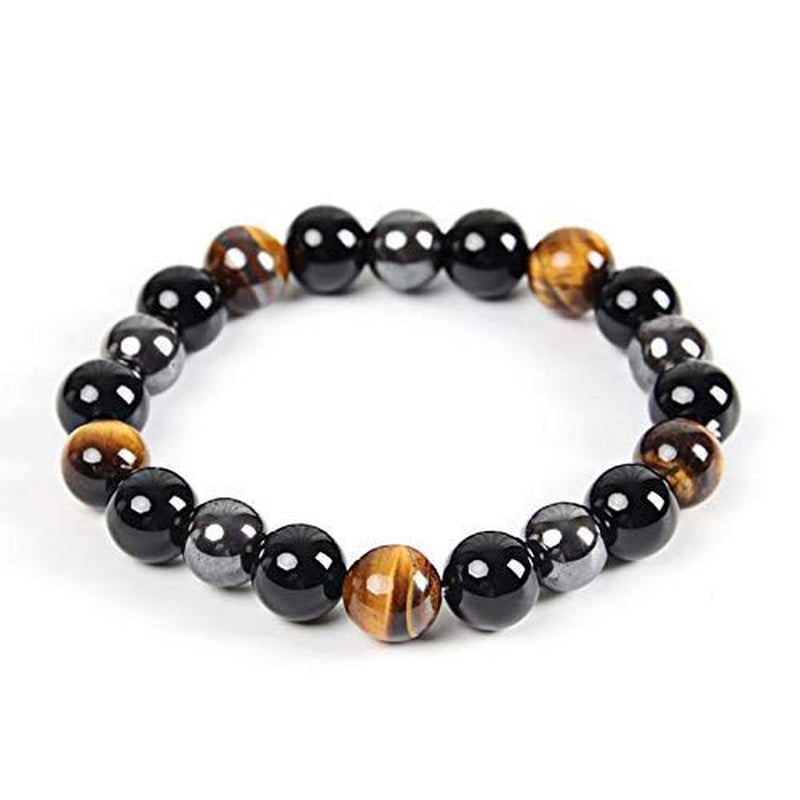 Triple Protection Bracelet - for Protection - Bring Luck and Prosperity - Hematite - Black Obsidian - Tiger Eye - Stone Bracelet