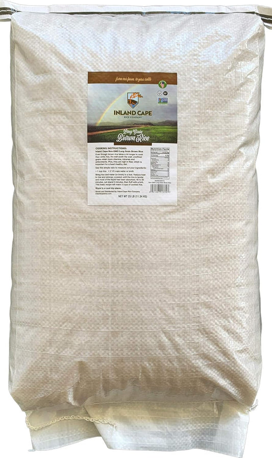 , Long-Grain Brown Rice - Non-Gmo, USA Grown, 25 Lb Bag