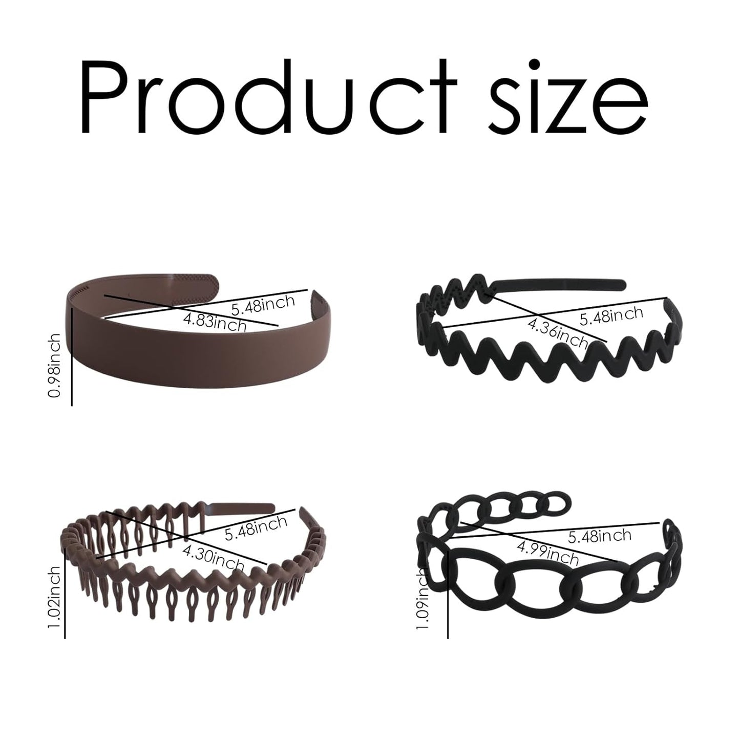 9 Pcs Plastic Headbands with Teeth,Headbands for Women Men Non Slip,Comb Hair Bands Accessory for Teen Girls,Coffee and Black