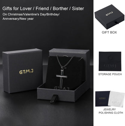 Cross Pendant for Men -18K Gold-Plated/Silver/Black Cross Necklace, Suitable for Men - Non Fading and 100% Waterproof Men'S Necklace, 24-26 Inch Box Adjustable Chain