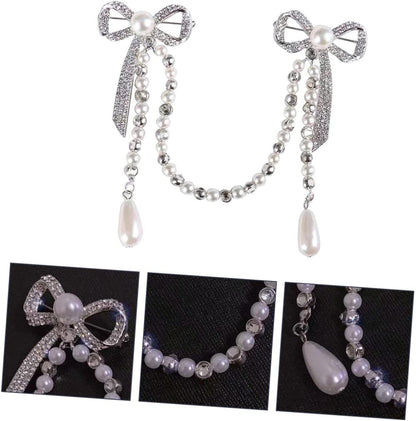 Brooch Pin for Women Elegant Lady Pin Brooch Pearl and Diamond Tassel Brooch Chain Accessory for Dresses Coats and Shawls