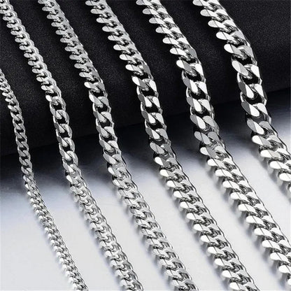 5/7/10/12/15mm Men's and Women's Chain Stainless Steel Silver Cuban Link Curb Chain Necklace or Bracelet