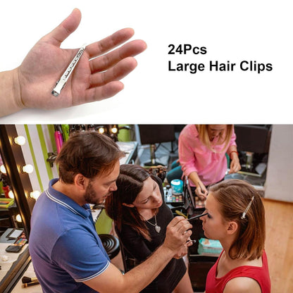 24Pcs Metal Duck Billed Hair Clips for Women Styling Sectioning, Silver Hair Pins for Long Hair, Alligator Curl Loc Clips for Thick Hair Roller, Salon, Bows DIY