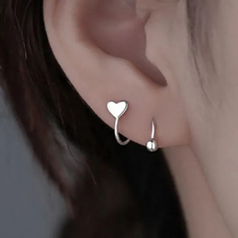 Simple Cute Pierced Heart Stud Earrings for Women Daily Casual Minimalist Accessories