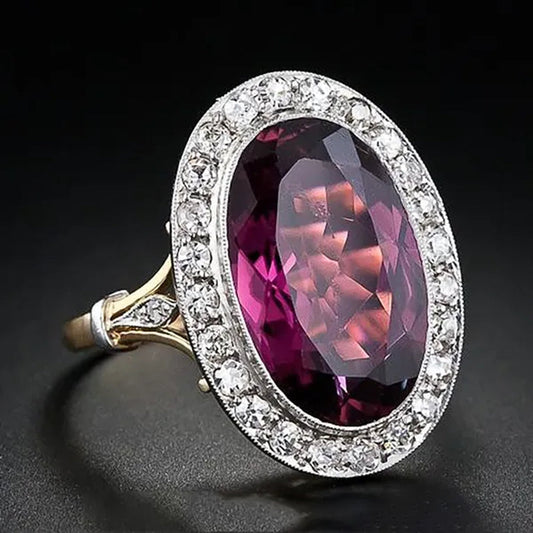 Fashion Luxury Oval Cut Ruby Ring Princess Engagement Wedding Ring Diamond Statement Ring for Women Anniversary Birthday Party Bridal Ring