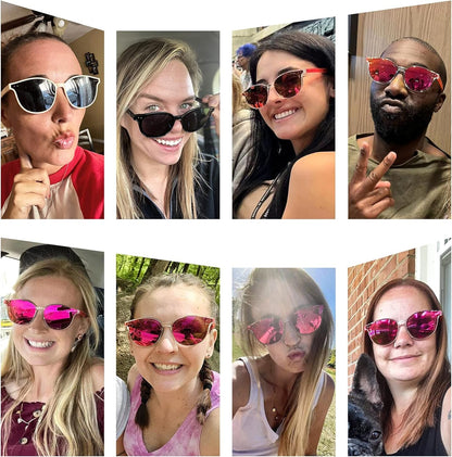 Sunglasses Womens, Oversized Pink Sunglasses for Women with Trendy Mirrored Lens UV400 Blocking