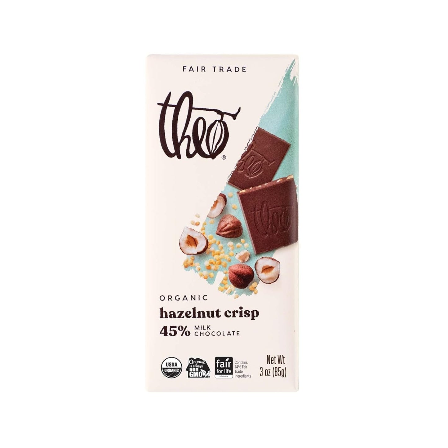 Hazelnut Crisp Organic Milk Chocolate Bar, 45% Cacao, 1 Bar | Fair Trade
