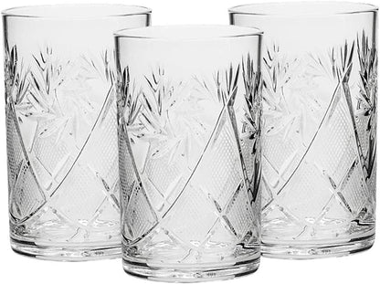 HOMEHUT Set of 3 Russian Cut Crystal HOT Tea Glasses for Metal Glass Holder Podstakannik - WORLD TIME VISITS