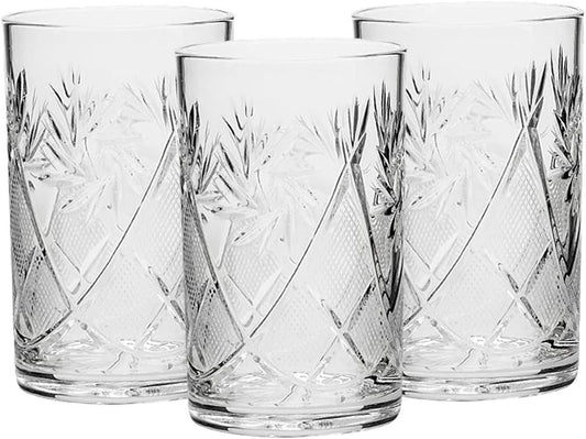 HOMEHUT Set of 3 Russian Cut Crystal HOT Tea Glasses for Metal Glass Holder Podstakannik - WORLD TIME VISITS