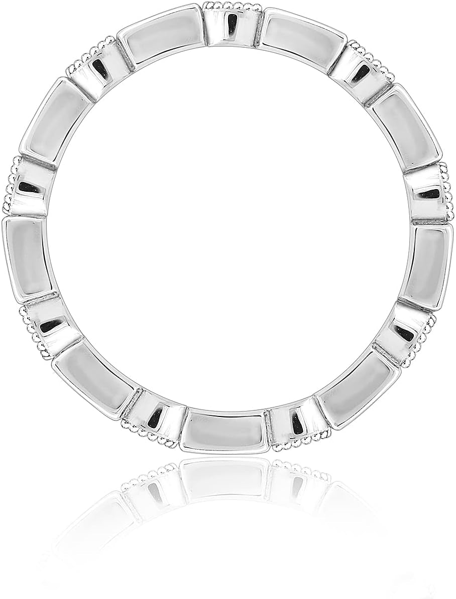 Platinum-Plated Sterling Silver Created Gem Eternity Band Ring Set with Infinite Elements Cubic Zirconia Accents (Previously Amazon Collection) - WORLD TIME VISITS