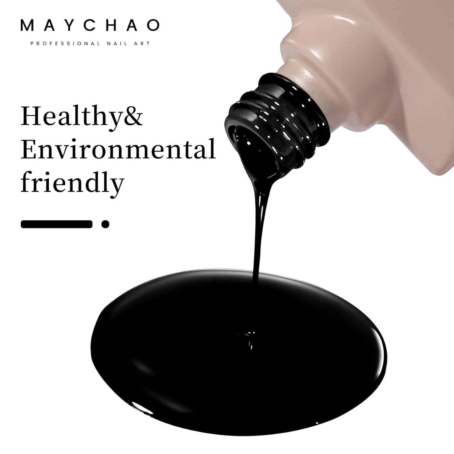 15ML Black Gel Nail Polish 1Pc Pure Black Nail Polish Soak off UV LED Nail Gel Polish Nail Art Starter Manicure Salon DIY at Home, 0.5 OZ