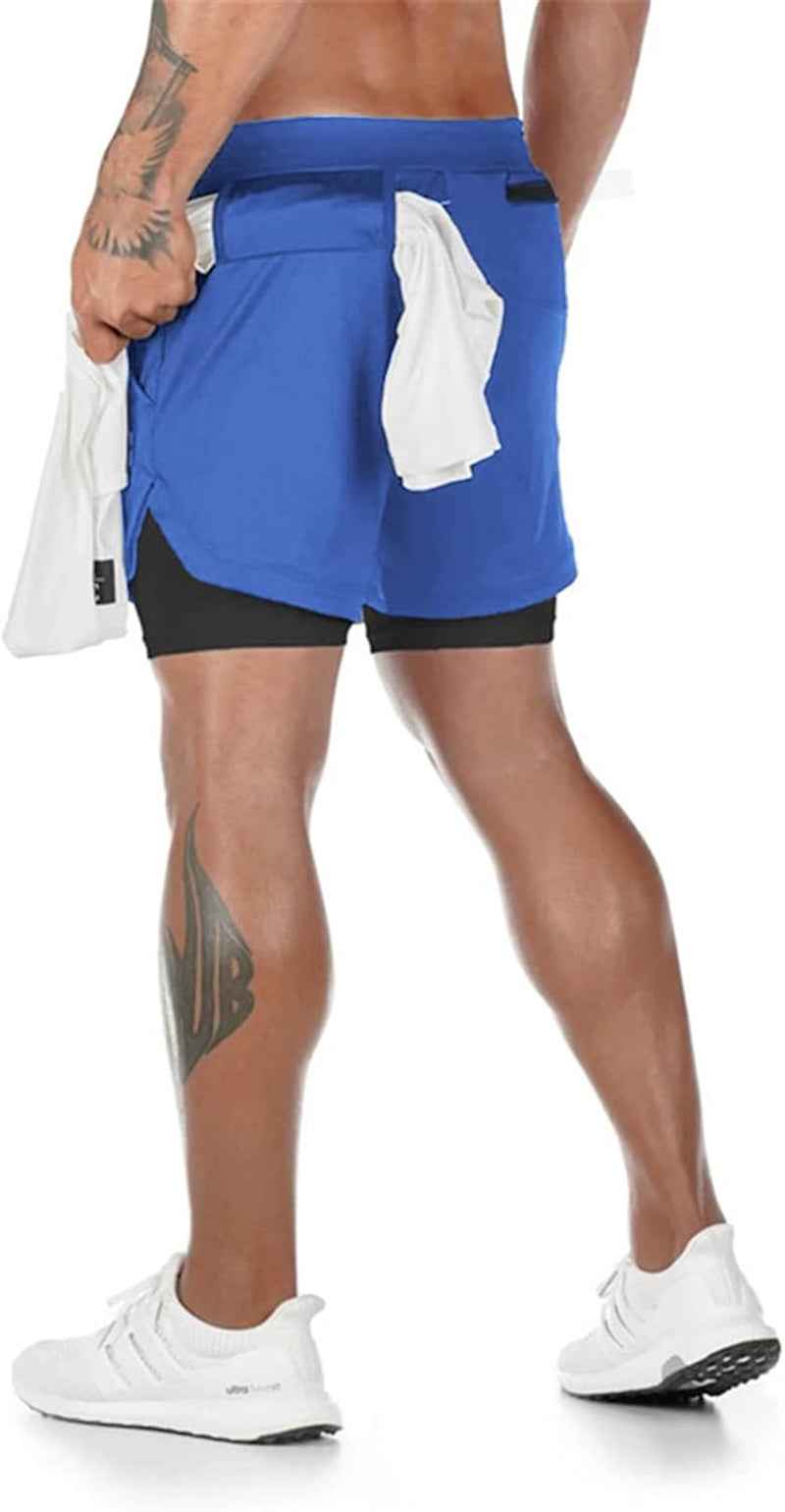 Mens Running Shorts，Workout Running Shorts for Men，2-In-1 Stealth Shorts，7-Inch Gym Yoga Outdoor Sports Shorts