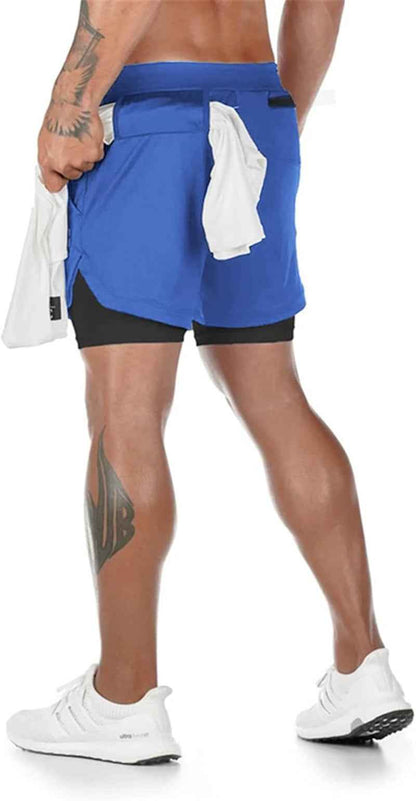 Mens Running Shorts，Workout Running Shorts for Men，2-In-1 Stealth Shorts，7-Inch Gym Yoga Outdoor Sports Shorts
