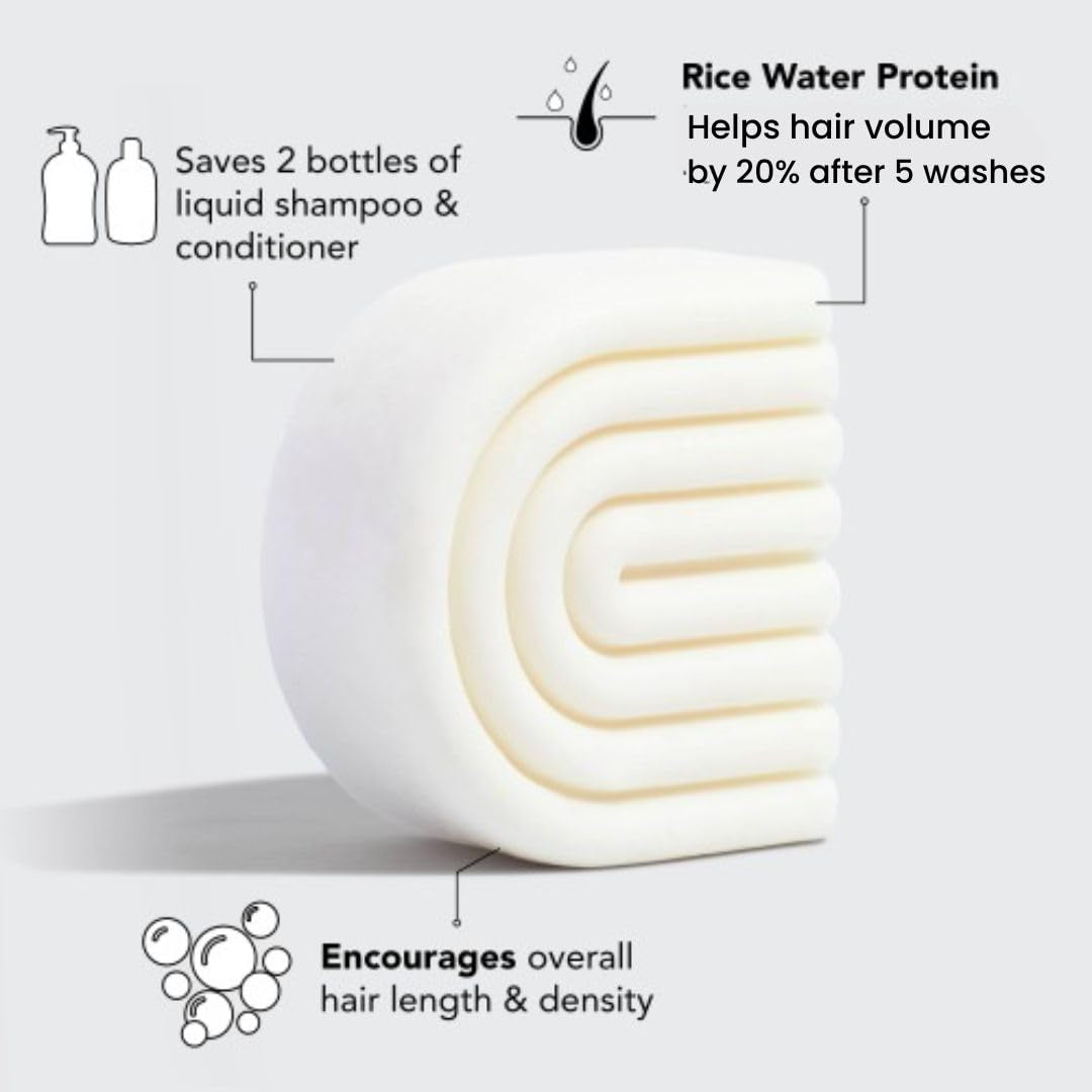 Rice Water Hair Conditioner Bar for All Hair Types, Organic, Natural Strengthening, Cleansing and Moisturizing Solid Conditioner Bar Made in US, Eco-Friendly, Paraben Free, Sulfate Free, 2.7 Oz